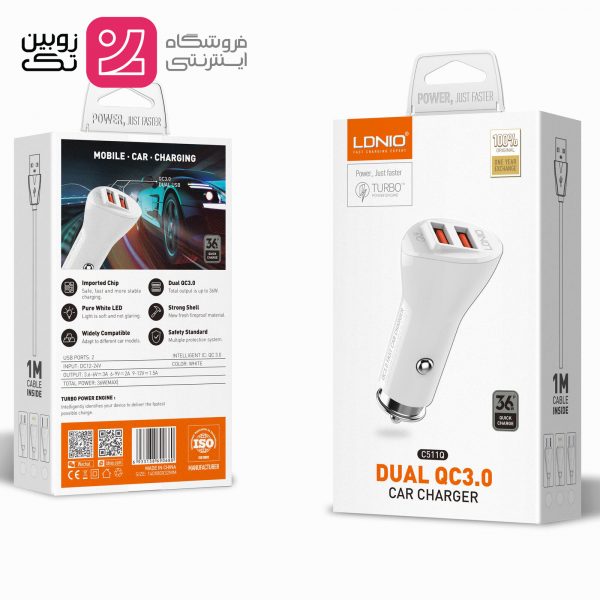 شارژر خودرو 36w برند ldino‌ مدل c511q